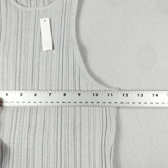 Madewell Tank Silver Womans Small Signature Shimmer Knit Cutaway Sweater Ribbed - Picture 11 of 13